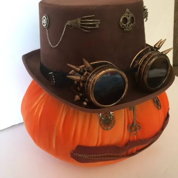 Orange Steampunk Velvet Pumpkin 🎃 - Picture 5 of 12